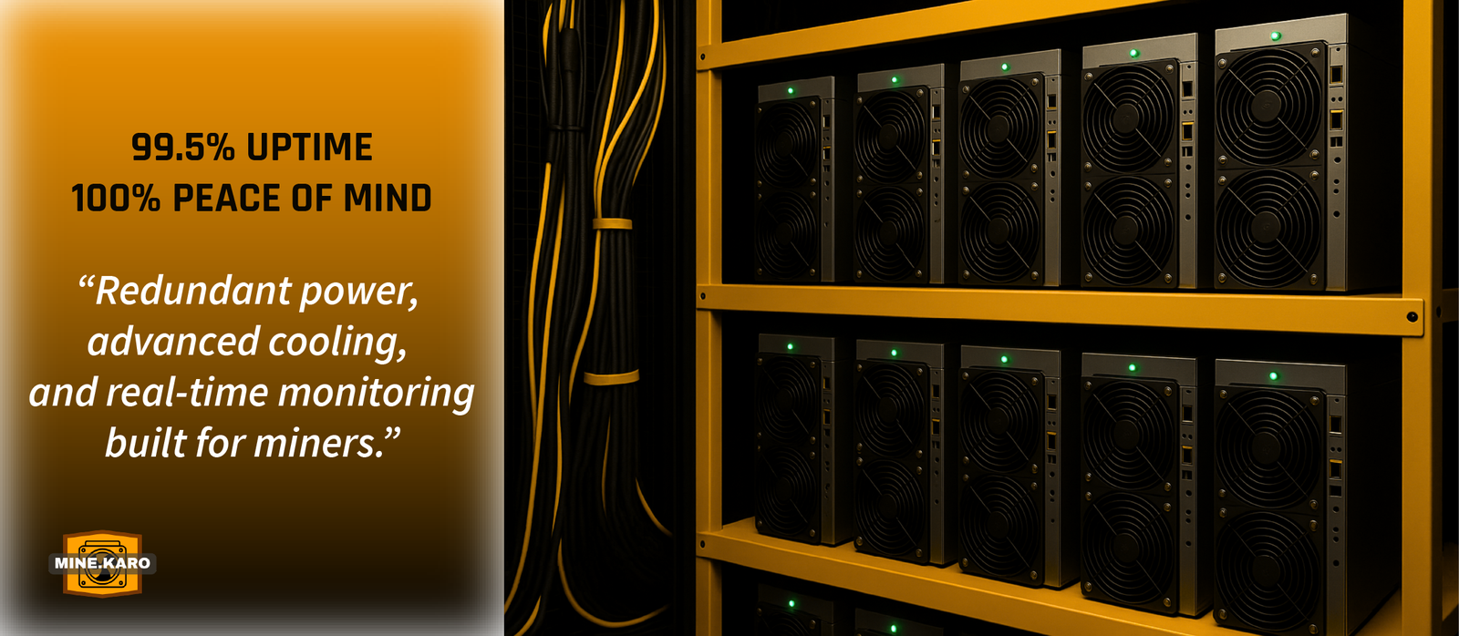 99.5% Uptime of crypto miners in India